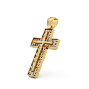 Colgante de Cruz de Oro Blanco de 10K con Certificado IGI, Diamante Cultivado en Laboratorio de Corte Brillante de 0.33 CTW, Chapado en Rodio, Clásico, Religioso, para Boda - Product Image 4