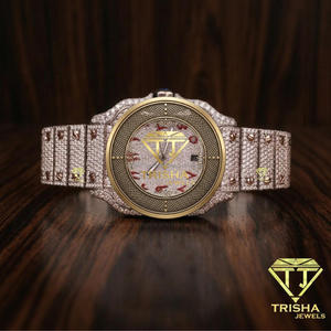 Reloj Clásico de Alta Calidad con Diamantes Moissanite VVS, Función de Fecha y Diseño de Esfera con Ventana de Cristal - Product Image 1
