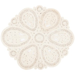 Handmade Organic Cotton Medallion Area <b>Rug</b> <b>Round</b> Bohemian Style Flat Weave Living Room Decor <b>White</b> - Product Image 4