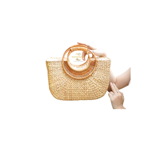 Sac de rangement en jacinthe d'eau tressé à la main en laiton, prix d'usine, artisanal, à un seul niveau, en tissu non tissé, écologique, capacité 6-10L - Product Image 6