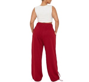 Pantalones Deportivos de Mujer con Rayas Rojas y Blancas, Corte Holgado, Casuales, con Bolsillos, de Algodón Tejido Transpirable, para Primavera, con Capucha - Product Image 3