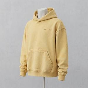 Sudadera con Capucha Amarilla para Hombre, Estilo Desgastado, Oversize, con Detalles Rotos, Estilo Urbano - Product Image 5