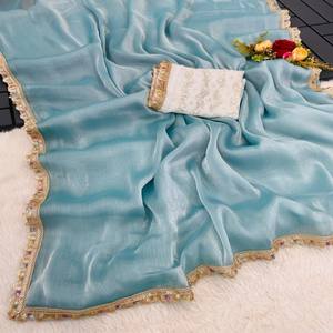 VASTRA COTTAGE Saree de Seda Premium con Bordado y Borde Calado, Elegante Diseño para Fiestas y Bodas - Product Image 1