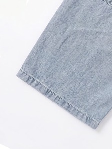 Pantalones Cortos de Lona Vaquera Estilo Hip Hop para Hombre, 100% Algodón Lavado, Cintura Elástica, Color Sólido, Bordado, Estilo Casual de Verano con Bolsillos - Product Image 3