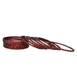 Stunning Glossy Maroon Gold Plated Emerald Cut Raindrop Glass Kashmiri Bangles <b>Set</b> for Wedding Every Occasion Wholesale Price - Product Image 3