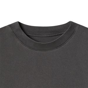 T-shirt décontracté de haute qualité en coton 100% uni, poids lourd, coupe classique, noir et blanc pour hommes - Product Image 3