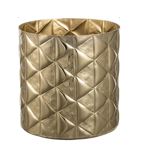 Maceta Decorativa Antigua de Metal con Diseño de Corte de Diamante, Macetas y Jardineras para Uso en Interiores y Exteriores, Maceta de Metal Verde - Product Image 1