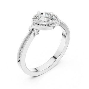 แหวนหมั้นเพชรทรงกลมทองคำขาว 14K เพชรเพาะเลี้ยงสำหรับผู้หญิง เพชรเพาะเลี้ยงใหม่ - Product Image 4