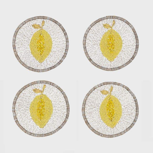 Luxury Handmade <b>Beaded</b> Embroidery Fruit Design Four Set <b>Coaster</b> Elegant Premium Dining Table Decor Fancy Unique From India - Product Image 3