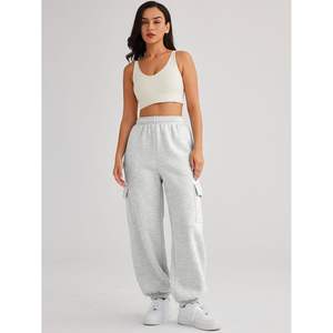 2025 2025 otoño moda Pantalones de chándal Cargo de gran tamaño para mujer Y2K polar Joggers con bolsillos transpirable y diseño arrugado - Product Image 4