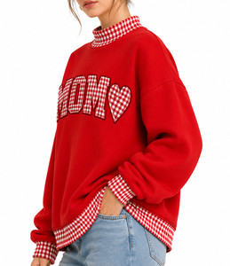 Sweat-shirt oversize à épaules tombantes pour femme, personnalisable avec logo, en molleton vintage, style Y2K, streetwear universitaire, vente en gros MOM - Product Image 6