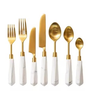 Juego de cubiertos decorativos de latón dorado, elegante juego de utensilios de mesa, decoración de lujo para bodas - Product Image 5