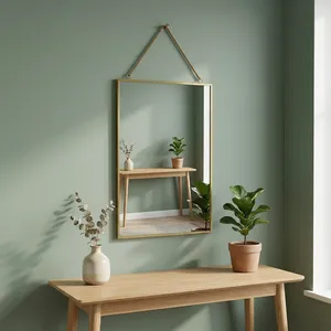 ARTISAN DESIGN Luxury wall <b>mirror</b> brass <b>mirror</b> brass finish Brass Wall <b>Mirror</b> With Chain <b>Hanging</b> Decorative Framed - Product Image 3