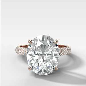 Bague de fiançailles solitaire en diamant de 2 carats, taille ovale, cultivé en laboratoire, sertie pavé, bande de 2,2 mm, pour anniversaire, mariage, bijoux fins, or massif 14K 18K - Product Image 3