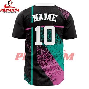 เสื้อซอฟต์บอลสั่งทำจากโรงงาน แบบยูนิเซ็กซ์ กระดุมสองเม็ด ระบายอากาศได้ดี สีฟ้าอมชมพูไล่เฉด ปักชื่อทีม - Product Image 6