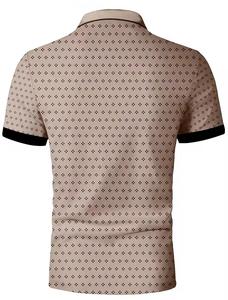 Polo à manches courtes en tricot pour homme, motif à pois, coupe décontractée, bleu gris imprimé - Product Image 6