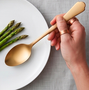 <b>Gold</b> Plated <b>Serving</b> <b>Spoons</b> Set Elegant Flatware For Wedding Tabletop Dining Dishwasher Safe Metal Utensils - Product Image 4