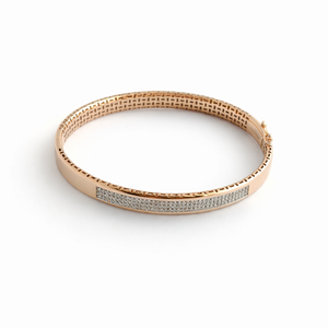 18ct Gold Rose Gold <b>Crystal</b> Pave Bangle <b>Bracelet</b> for Women Elegant Minimalist Slim Cuff Jewelry Daily Wear Party Gift - Product Image 4