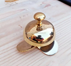 Campana de escritorio de Metal con acabado dorado de estilo antiguo, diseño de vajilla pulida para decoración de oficina, campana redondeada del extranjero - Product Image 5