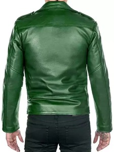 แจ็คเก็ตนักแข่งคาเฟ่สีเขียวแบรนโดวินเทจของผู้ชาย - Product Image 2