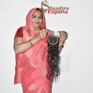 Extensions de cheveux humains Remy indiens du Tamil Nadu en gros, 100 % vierges, cuticules alignées, cheveux ondulés, double trame machine, 55 HD - Product Image 2