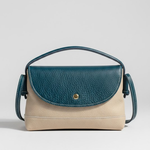 Bolso de Cuero Genuino para Mujer, Colección de Estilo Moderno, con Correa para el Hombro |   Bolso de Mano de Lujo Hecho a Mano en Dos Tonos |   Bolso de Cuero Premium - Product Image 1