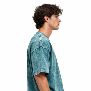 Camiseta Oversize para Hombre, 100% Algodón, Manga Corta, Cuello Redondo, Estilo Urbano, Ropa Casual, Personalizada, Lavado Ácido, Tejido Grueso - Product Image 6