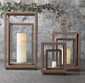 Accent Decorative Geometric <b>Square</b> Frame <b>Candle</b> Stand Set of Three Anti-Slip Garden Christmas <b>Candle</b> Holder Supply - Product Image 5