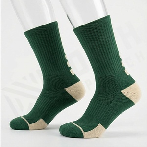 Green Crew <b>Socks</b> Solid Color Knitted 100% Cotton Breathable Casual Daily Wear for Adults Spring Season - Product Image 3