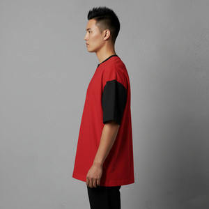 Custom Heavyweight Cotton High Neck <b>Tshirt</b> for Men 3XL Solid Drop Shoulder Oversized Fit Blank T Shirt - Product Image 4
