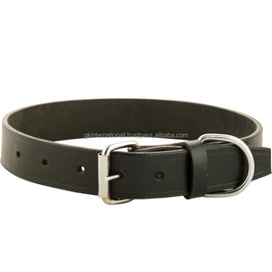 Collar de perro de cuero de vaca de grano completo negro clásico en todos los tamaños y colores personalizados disponibles en la fábrica precio al por mayor collar de perro mascota - Product Image 4