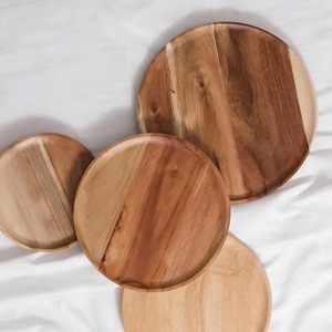 Assiette de service en bois, design classique, écologique, en bois d'acacia, assiettes à steak, plats et assiettes pour les occasions festives - Product Image 4