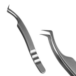 Pinzas para pestañas Black Silver Grip con punta de fibra, embalaje en caja rosa, etiqueta privada, para volumen, en venta. - Product Image 3