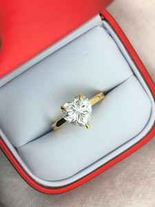 Customizable 14K 18K gold Set Simple <b>Love</b> Women's Wedding Heart Ring labgrown diamond Engagement Anniversary - Product Image 2