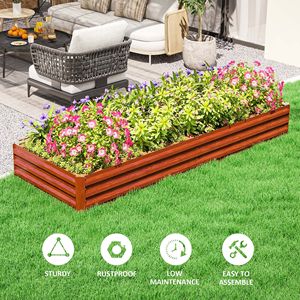 Fioriera Rialzata 36" X 12" Facile da Pulire per Coltivazione di Fiori, Erbe e Piante Succulente in Acciaio Zincato e Legno Naturale - Product Image 6