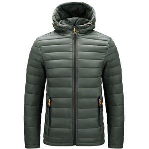 ALLIGNED INDUSTRY Men's Hooded Woolen <b>Coat</b> Beige Quilted Zipper Front Casual Puffer Jacket Regular/<b>Slim</b> Fit Reversible - Product Image 2
