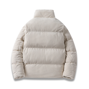 <b>Men's</b> <b>White</b> Hooded Stand Collar <b>Puffer</b> <b>Jacket</b> Zipper Closure Waterproof Windproof Reversible Casual Winter Slim Fit Eco-Friendly - Product Image 4