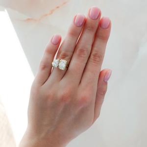 Wholesale 14k 18k Gold Radiant Pear Lab Grown Diamond Toi Et Moi Engagement <b>Ring</b> 5.00carat <b>Two</b> <b>Stone</b> Bezel Set Band Manufacturer - Product Image 2