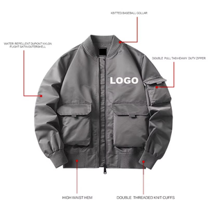 Chaqueta Bomber Casual de Nylon para Hombre, Cuello Alto, Cierre Completo, Diseño Varsity Elegante, Logotipo Personalizado, Chaqueta Holgada de Lona Personalizada - Product Image 5