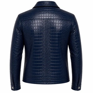 Chaqueta de Cuero y Lona Personalizada para Hombre Dumela, Estilo Motero, Cuello Alto, Cierre de Cremallera, Corte Ajustado, Tinte Liso, Grabado - Product Image 2