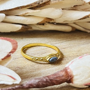 Unique Design Lapis Lazuli <b>Ring</b> Boho Brass Jewelry Women 18k Gold Plated <b>Dainty</b> Geometric Filigree <b>Ring</b> For Wholesale/OEM/ODM - Product Image 4