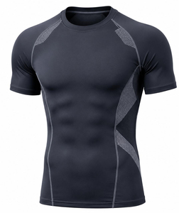 Camiseta de Compresión para Hombre, Manga Corta, Corte Ajustado, Secado Rápido, Transpirable, Deportiva, Cuello Redondo, Tejido de Poliéster, Top Deportivo - Product Image 1