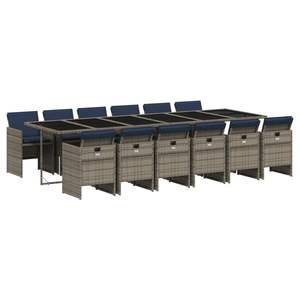 Juego de 12 Sillas de Comedor para Patio en Gris y Azul Marino, Elegantes Conjuntos de Jardín - Product Image 2