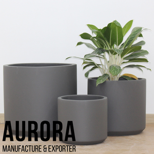 AURORA POTS AUFC028 Ensemble de pots à fleurs minimalistes en béton avec trou de drainage, écologiques, gris, pour l'intérieur/l'extérieur, jardinières pour la maison - Product Image 4