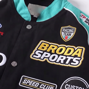 เสื้อแจ็คเก็ตบอมเบอร์ผ้าฝ้ายหนานุ่มระบายอากาศได้ดี สไตล์ F1 NASCAR ปักลายแบบ OEM เสื้อผ้าสตรีทแวร์สำหรับมอเตอร์สปอร์ต สั่งทำได้ - Product Image 3