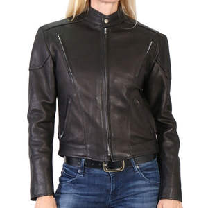 Chaqueta de Cuero Genuino para Mujer, Estilo Motero, 2026, Nueva, Transpirable, Manga Larga, Otoño/Invierno, Satinada, Impermeable y Resistente al Viento - Product Image 1