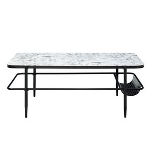 Set di 3 Pezzi di Mobili Moderni ed Eleganti per Casa, Tavolino da Caffè e Tavolini Laterali con Piano in Vetro Temperato Effetto Marmo Bianco per Soggiorno - Product Image 2