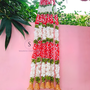 Traditional <b>Artificial</b> Mogra Gajra With Jasmine Garlands 100% Handmade with <b>Gold</b> Bells for Wedding Festival - Product Image 1