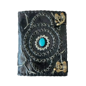 <b>Hocus</b> <b>Pocus</b> Gemstone Stitched Hardcover Leather Journal Dual Lock <b>Spell</b> <b>Book</b> Vintage Wiccan Grimoire Religious Love Handmade - Product Image 6