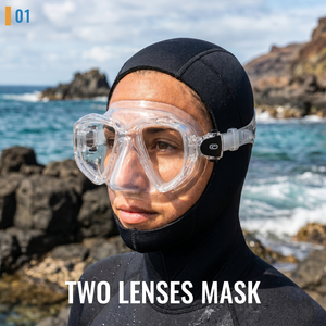 Máscara de Buceo de Doble Lente de Bajo Volumen OEM, Máscara de Buceo Profesional de Silicona Líquida, Gafas de Snorkel Transparentes con Hebillas de Ajuste Rápido - Product Image 2